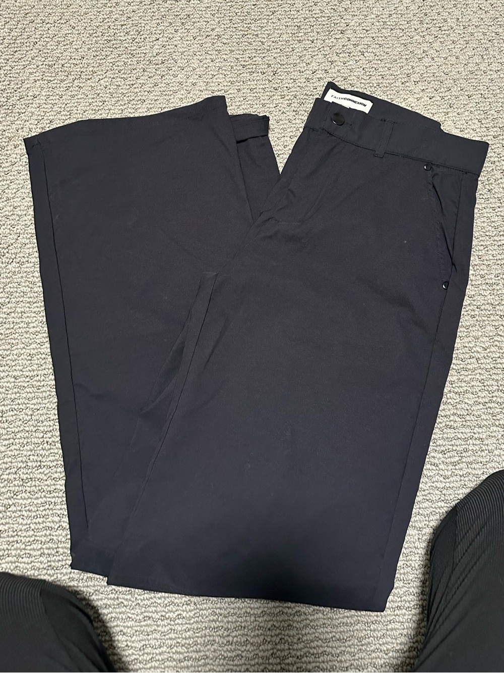Faith Connexion Black Cargo Flare Pants